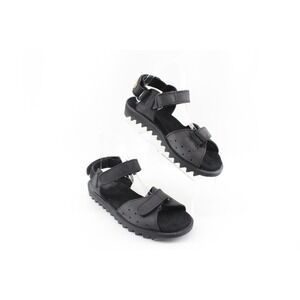 Vtg 90's Kombat Gear LA Gear‎ Black Leather Goth Punk Chunky Sandals Men's 9 US